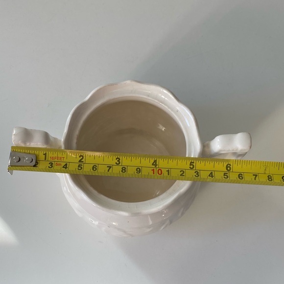 Vintage French white Porcelain Ironstone Sugar Bowl Double Handles Crackle Glaze - Picture 2 of 12